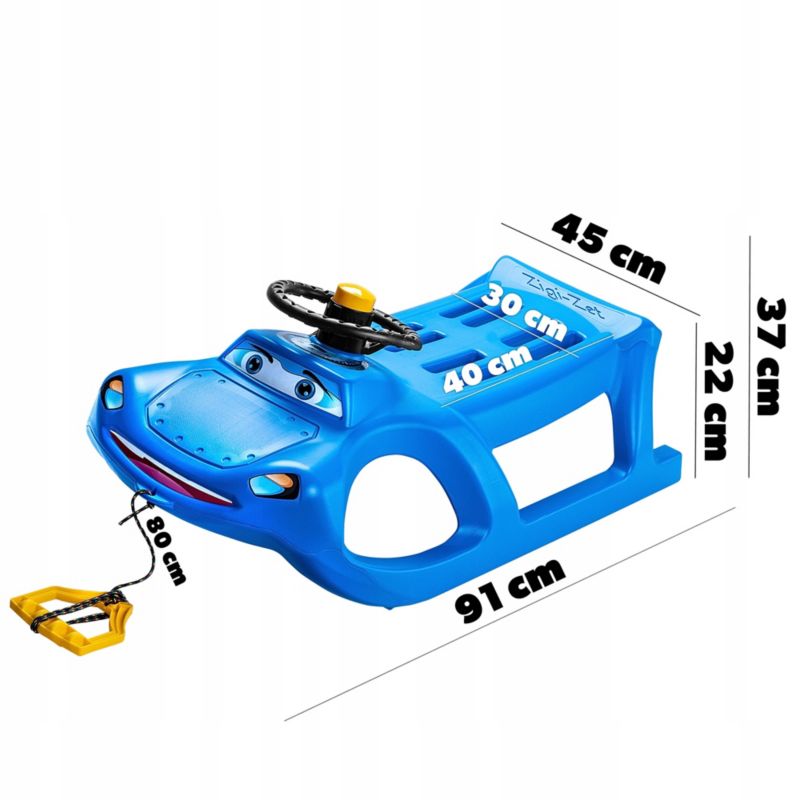 Plastikslede KADAX med rat til børn - sneglider til nedkørsel, 1 stk.