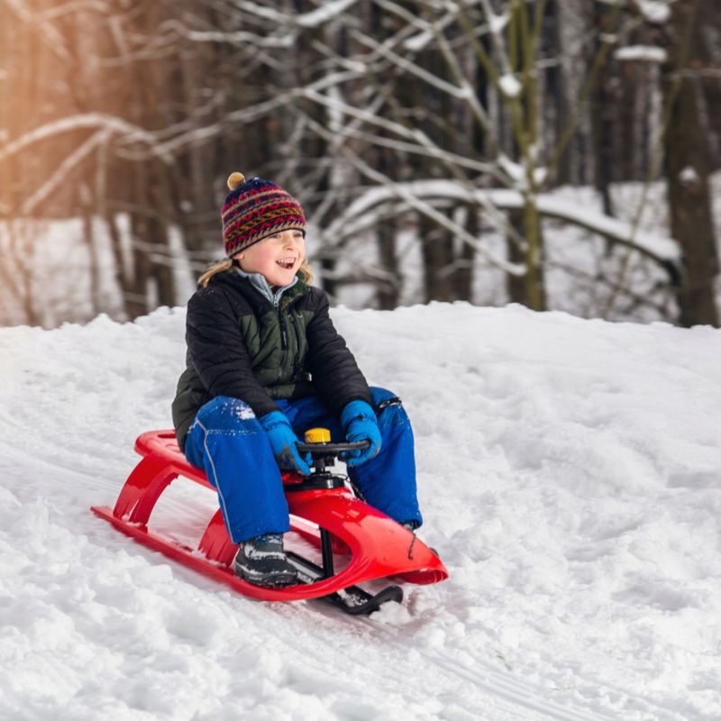Plastikslede KADAX med rat og styrbar glideplade – 1 stk.
