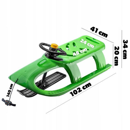 Plastikslede KADAX med rat - sneglider og kælke til børn, 1 stk.