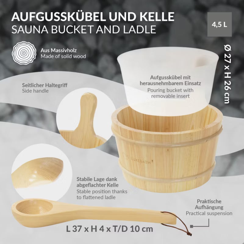 Saunasæt 4 Dele Fyrretræ 4,5 Liter Natur