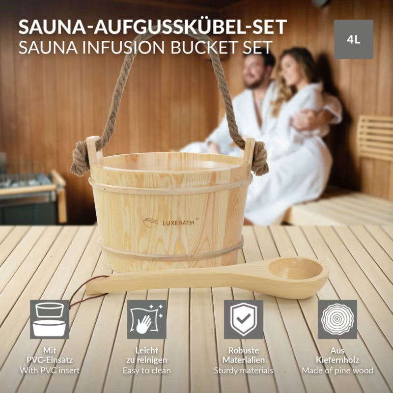 Saunaspand 4 Liter Fyrretræ med Øse