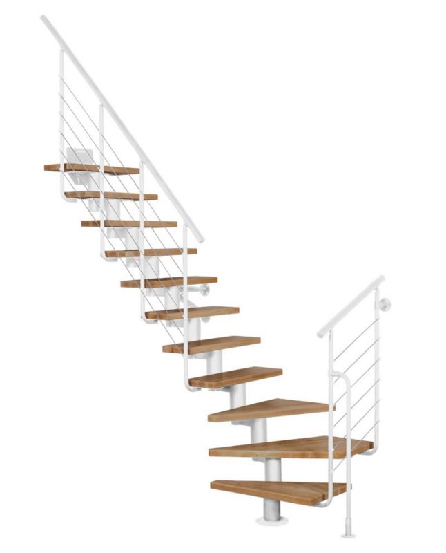 Modultrappe Dixi Plus 222-300 cm Bøg Hvid RAL 9003