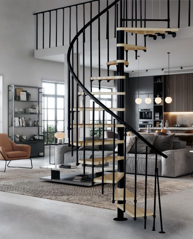 Spindeltrappe Novo Ø140 cm Bøg Sort | 5907710648674