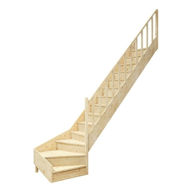 Vinkeltrappe EQD 080RC 82x300 cm Højrevendt Gran