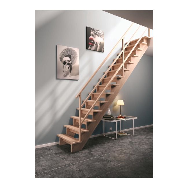 Ligeløbstrappe Max 80 cm Egetræ Inox