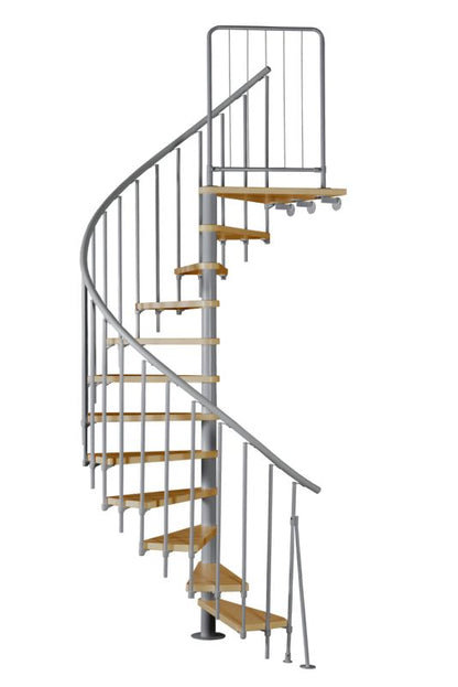 Spindeltrappe Novo 140 cm Grå RAL9006 Eg