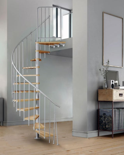 Spindeltrappe Novo 140 cm Grå RAL9006 Eg