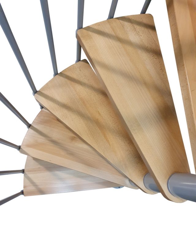 Spindeltrappe Novo 140 cm Grå RAL9006 Eg
