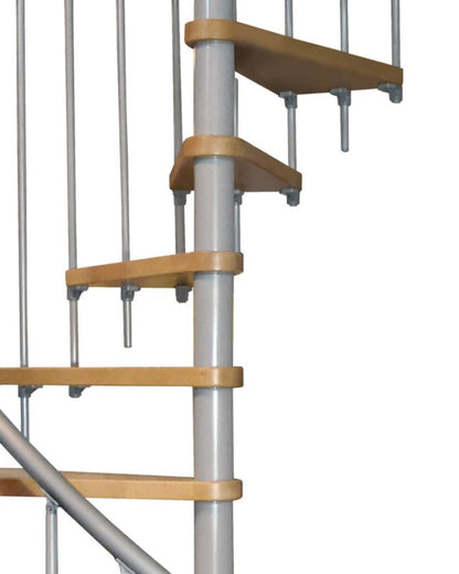 Spindeltrappe Novo 140 cm Grå RAL9006 Eg