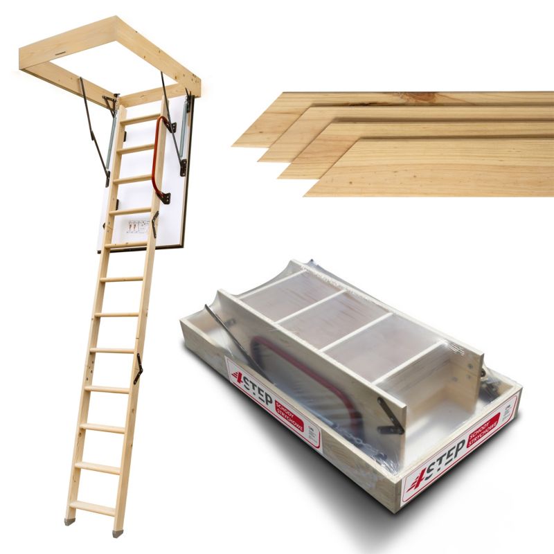 Lofttrappe 130x70 cm Gran Hvid Isoleret