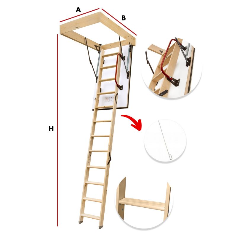 Lofttrappe 130x70 cm Gran Hvid Isoleret