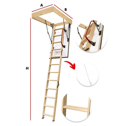 Lofttrappe 130x70 cm Gran Hvid Isoleret