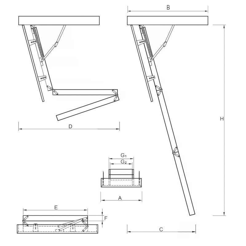 Lofttrappe 130x70 cm Gran Hvid Isoleret