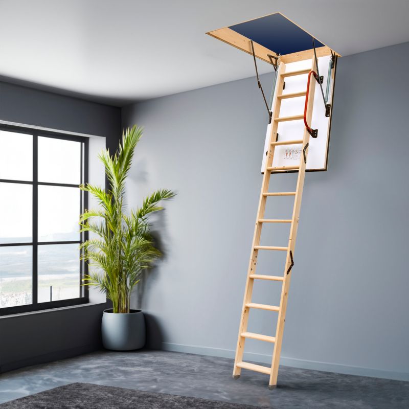 Lofttrappe Extra 130x80 cm Hvid Gran