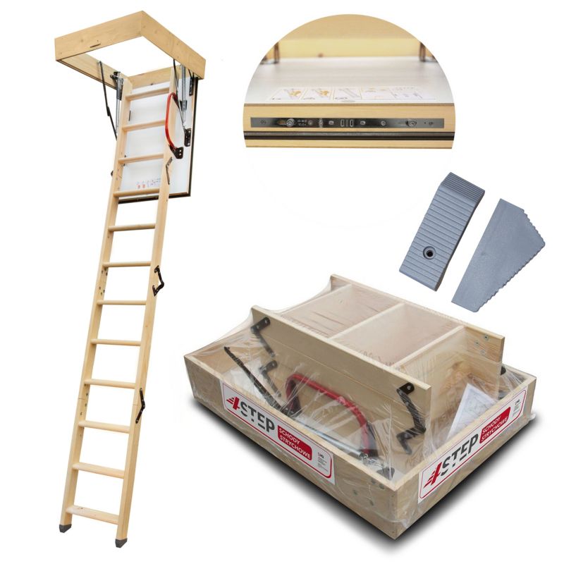 Lofttrappe Extra 90x60 cm Hvid Gran