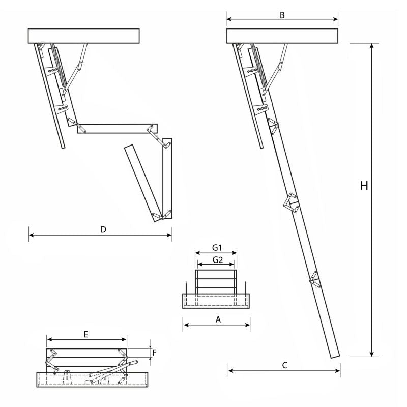 Lofttrappe Extra 90x60 cm Hvid Gran