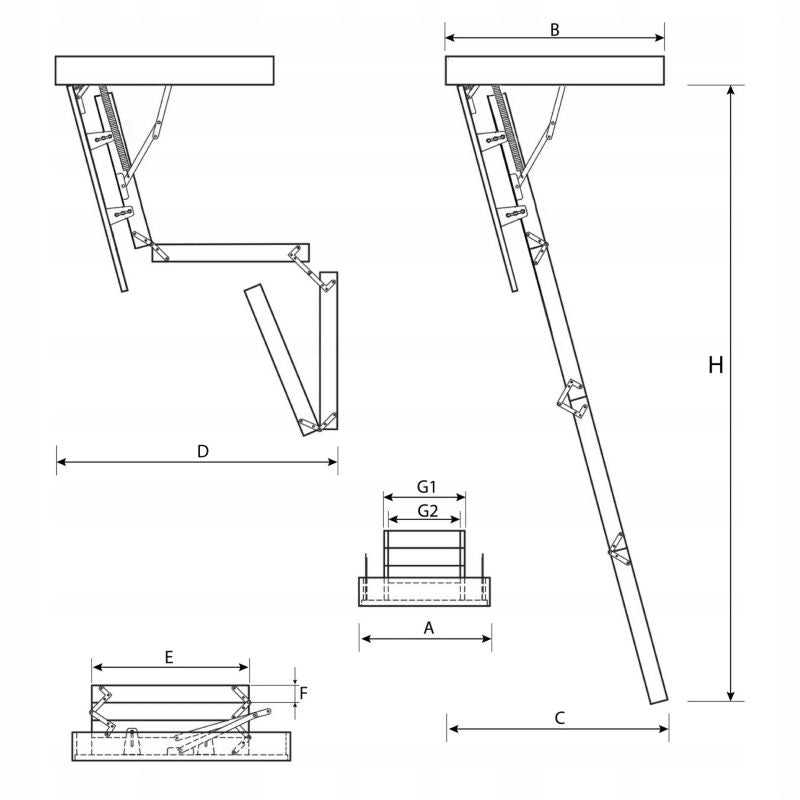 Lofttrappe Stallux MINI Plus 80x55 cm Hvid