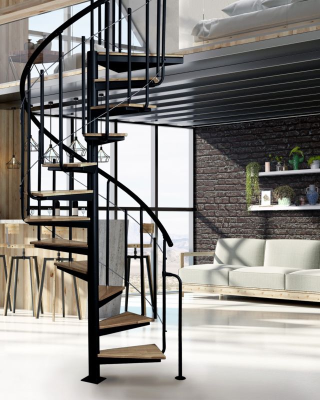 Spiraltrappe Solo Vertical Ø120 cm Bøg Sort