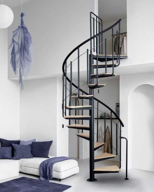 Spiraltrappe Solo Vertical Ø120 cm Bøg Sort