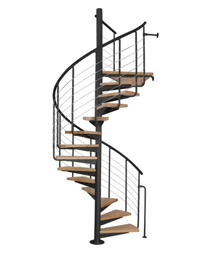 Spindeltrappe System Ø122 cm Bøg Sort