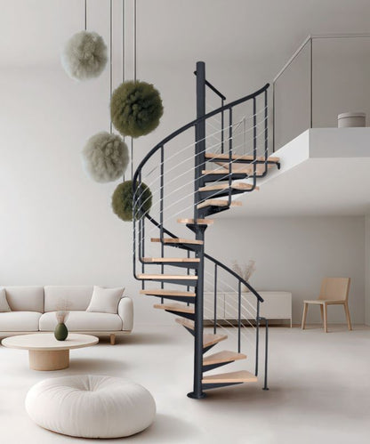 Spiraltrappe System Ø150 cm Bøg Sort