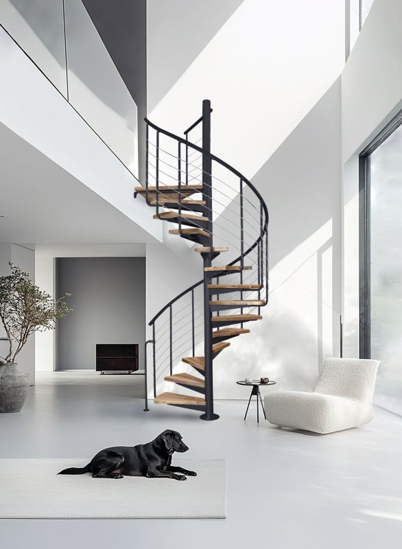 Spiraltrappe System Ø150 cm Bøg Sort