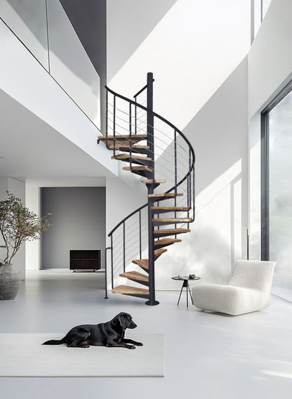 Spiraltrappe System Ø150 cm Bøg Sort