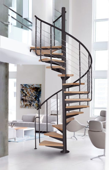 Spiraltrappe System Ø150 cm Bøg Sort