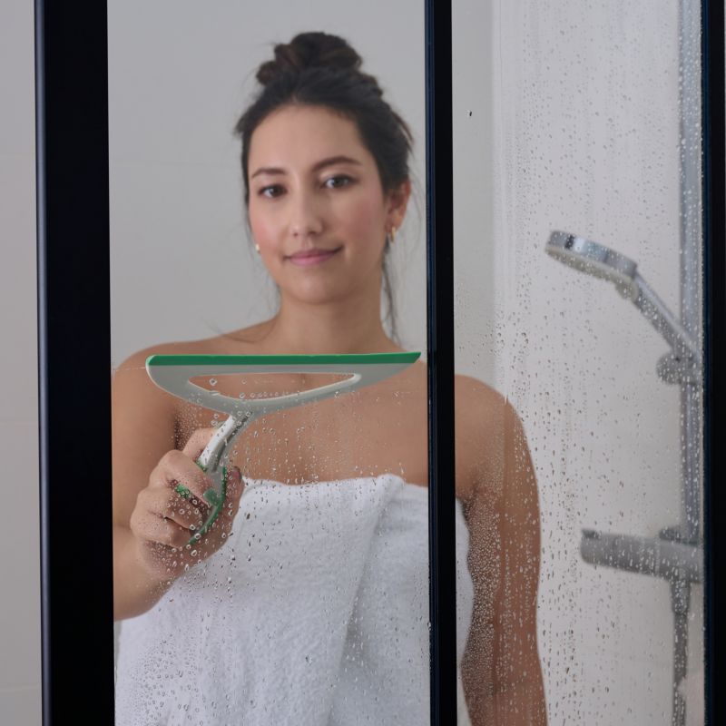 Squeegee med sugekop til rengøring af badeværelse 23 cm Hvid/Grøn