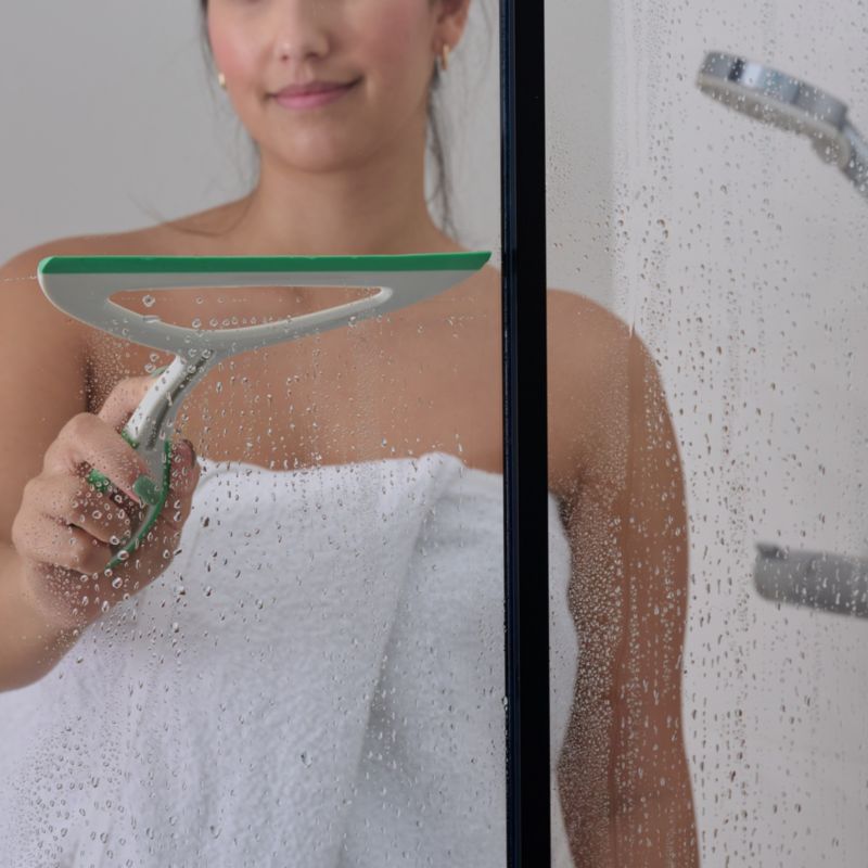 Squeegee med sugekop til rengøring af badeværelse 23 cm Hvid/Grøn