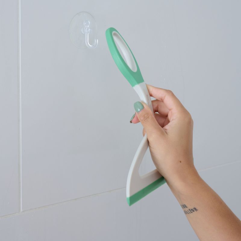 Squeegee med sugekop til rengøring af badeværelse 23 cm Hvid/Grøn