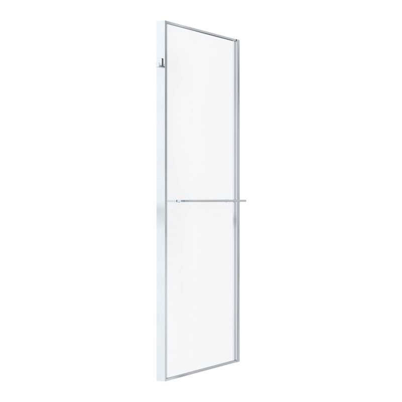 Bruseskærm 80 cm med Håndklædestang og Hylde Krom/Transparent
