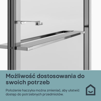 Bruseskærm 80 cm med Håndklædestang og Hylde Krom/Transparent