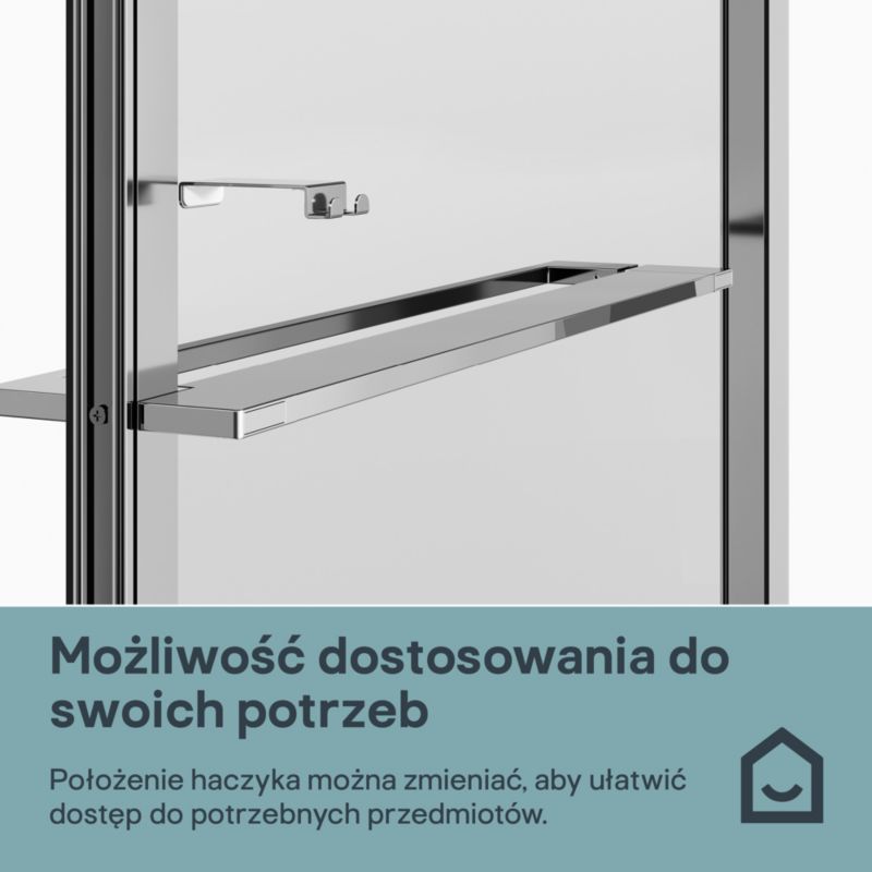 Bruseskærm 80 cm med Håndklædestang og Hylde Krom/Transparent