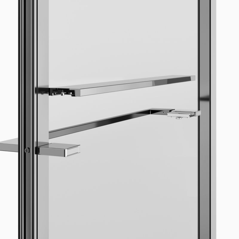 Bruseskærm 80 cm med Håndklædestang og Hylde Krom/Transparent