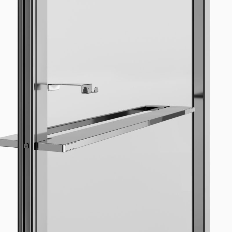 Bruseskærm 80 cm med Håndklædestang og Hylde Krom/Transparent