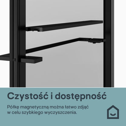 Brusevæg med hylde og håndklædestang 80x195 cm Sort | EVANNA