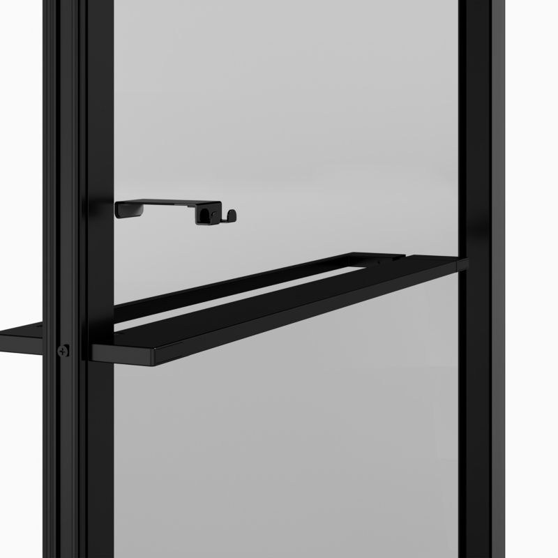 Brusevæg med hylde og håndklædestang 80x195 cm Sort | EVANNA