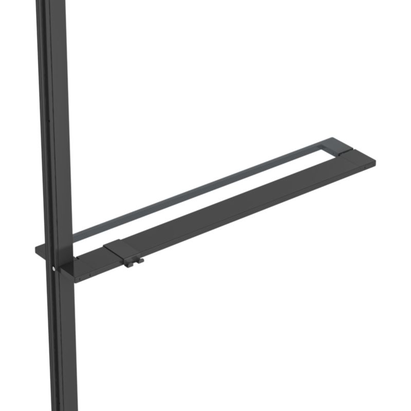Brusevæg med hylde og håndklædestang 80x195 cm Sort | EVANNA