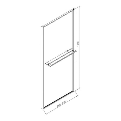 Brusebadsskærm 90 cm Chrom/Transparent Hærdet Glas