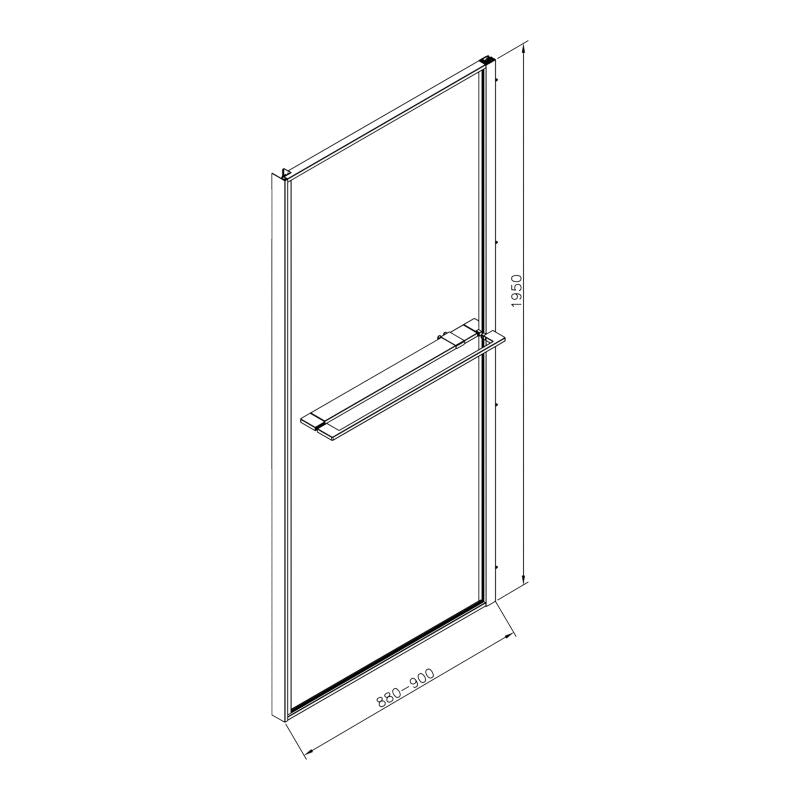 Brusebadsskærm 90 cm Chrom/Transparent Hærdet Glas