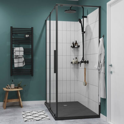 Brusebadsskærm Ezili 80 cm Sort/Transparent