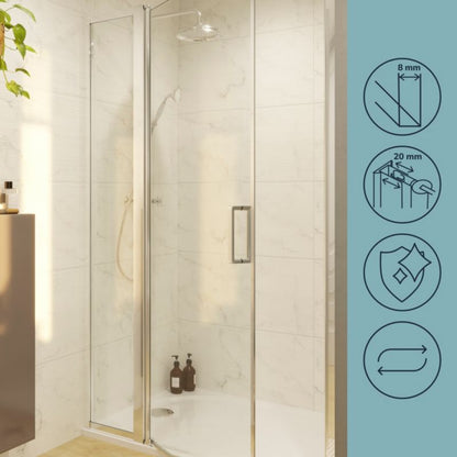 Brusevæg 40x195 cm Chrom Transparent Hærdet Glas