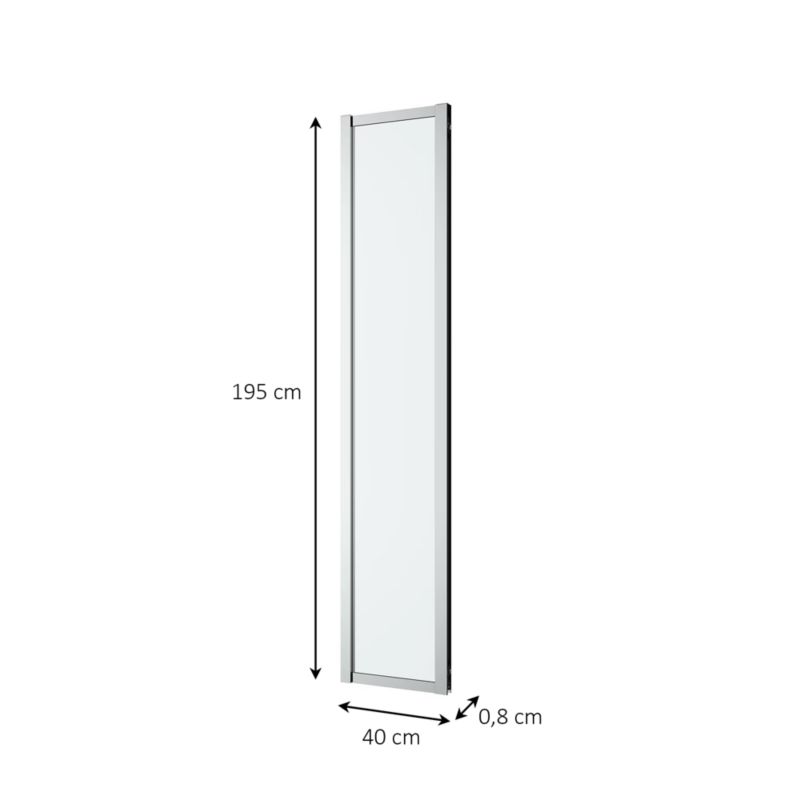 Brusevæg 40x195 cm Chrom Transparent Hærdet Glas