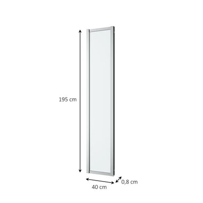Brusevæg 40x195 cm Chrom Transparent Hærdet Glas
