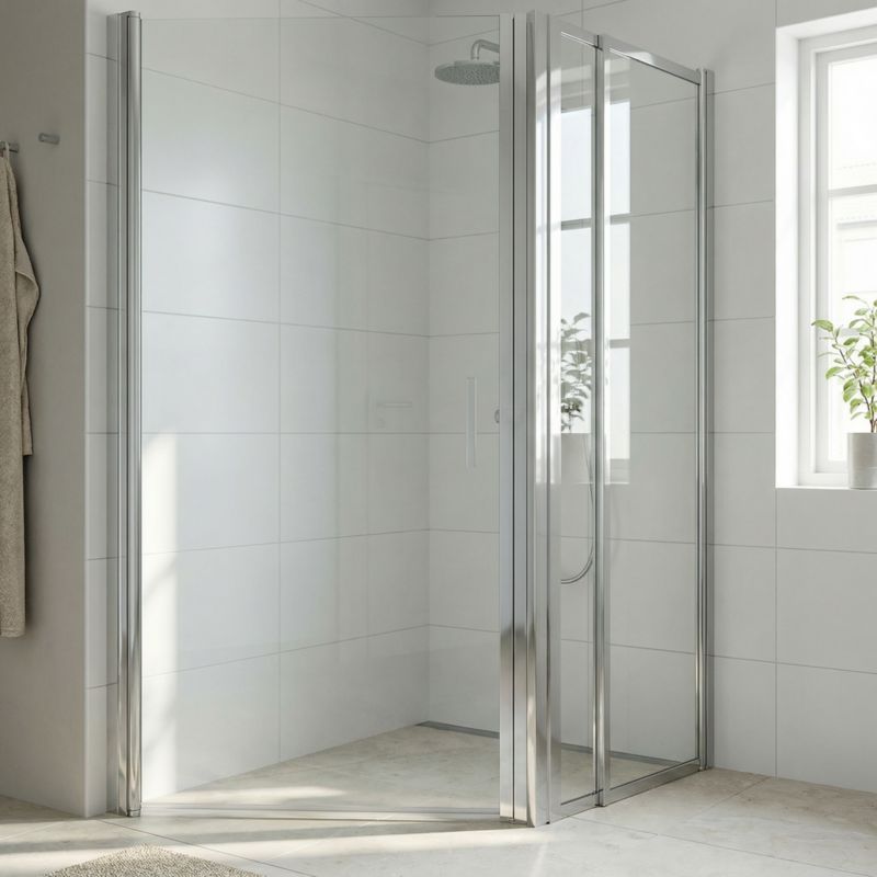 Brusevæg 40x195 cm Chrom Transparent Hærdet Glas