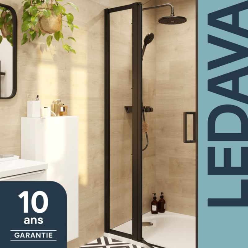 Brusevæg Ledava 40x195 cm Sort/Transparent | 5063022042347