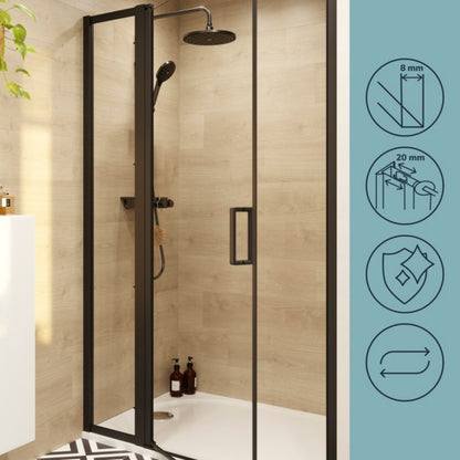 Brusevæg Ledava 40x195 cm Sort/Transparent | 5063022042347