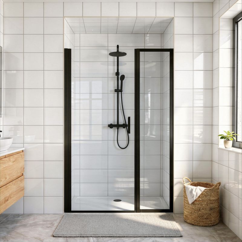 Brusevæg Ledava 40x195 cm Sort/Transparent | 5063022042347