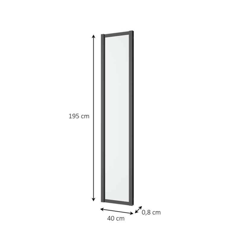 Brusevæg Ledava 40x195 cm Sort/Transparent | 5063022042347